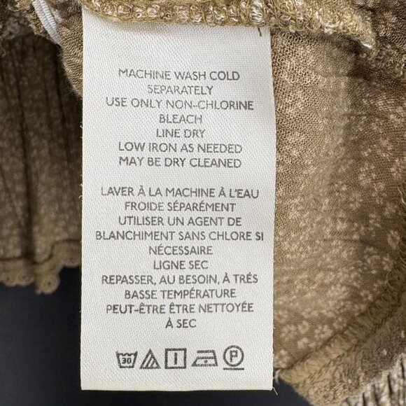 Free People Women's Ditsy Floral Peasant Crop Top XS Olive Green Bohemian Boho - Picture 4 of 7